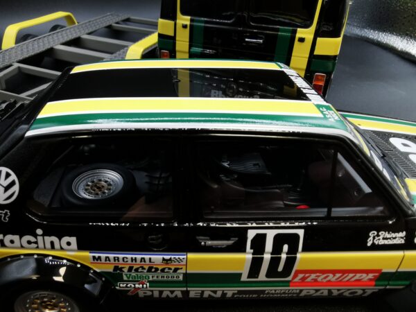 VOLKSWAGEN LT35 SA REMORQUE ET 1 GOLF GTI MK1GR.2 BLACK NO 10 J.PANCIATICI TOUR OTTOMOBILE  1/18 – Image 5