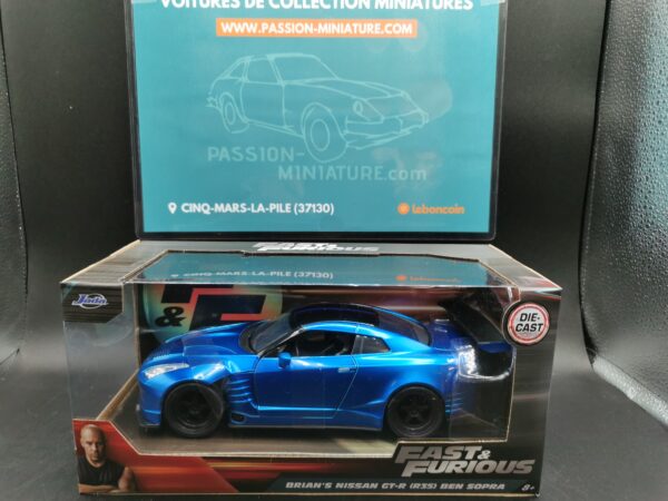 NISSAN GT-R R35 BEN SOPRA BLUE BRAIN FAST & FURIOUS JADA 1/24 EME – Image 2
