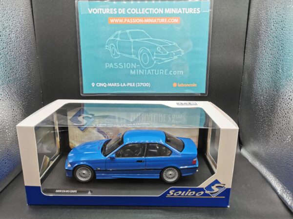 BMW E36 COUPE M3 SANTORIN BLUE 1996 SOLIDO 1/18 EME – Image 2