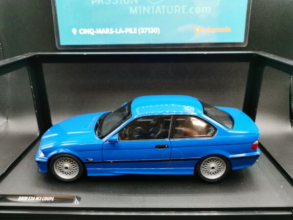BMW E36 COUPE M3 SANTORIN BLUE 1996 SOLIDO 1/18 EME