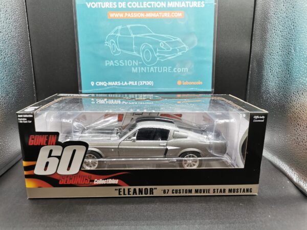 FORD MUSTANG CUSTOM 1967 GREY ELEANOR GREENLIGHT 1/18 EME – Image 2
