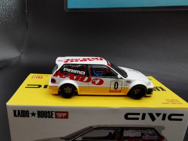 HONDA CIVIC EF KANJO V1 WHITE & YELLOW MINI GT 1/64 EME – Image 7