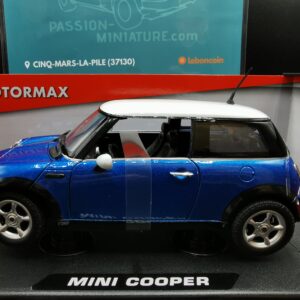 MINI COOPER 2001 BLEU METAL MOTOR MAX 1/18 EME