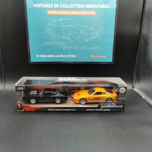 DODGE CHARGER R/T BLACK ET TOYOTA SUPRA ORANGE FAST & FURIOUS JADA 1/32 EME