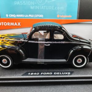 FORD COUPE DELUXE 1940 NOIR ET FLAMMES MOTOR MAX 1/18 EME